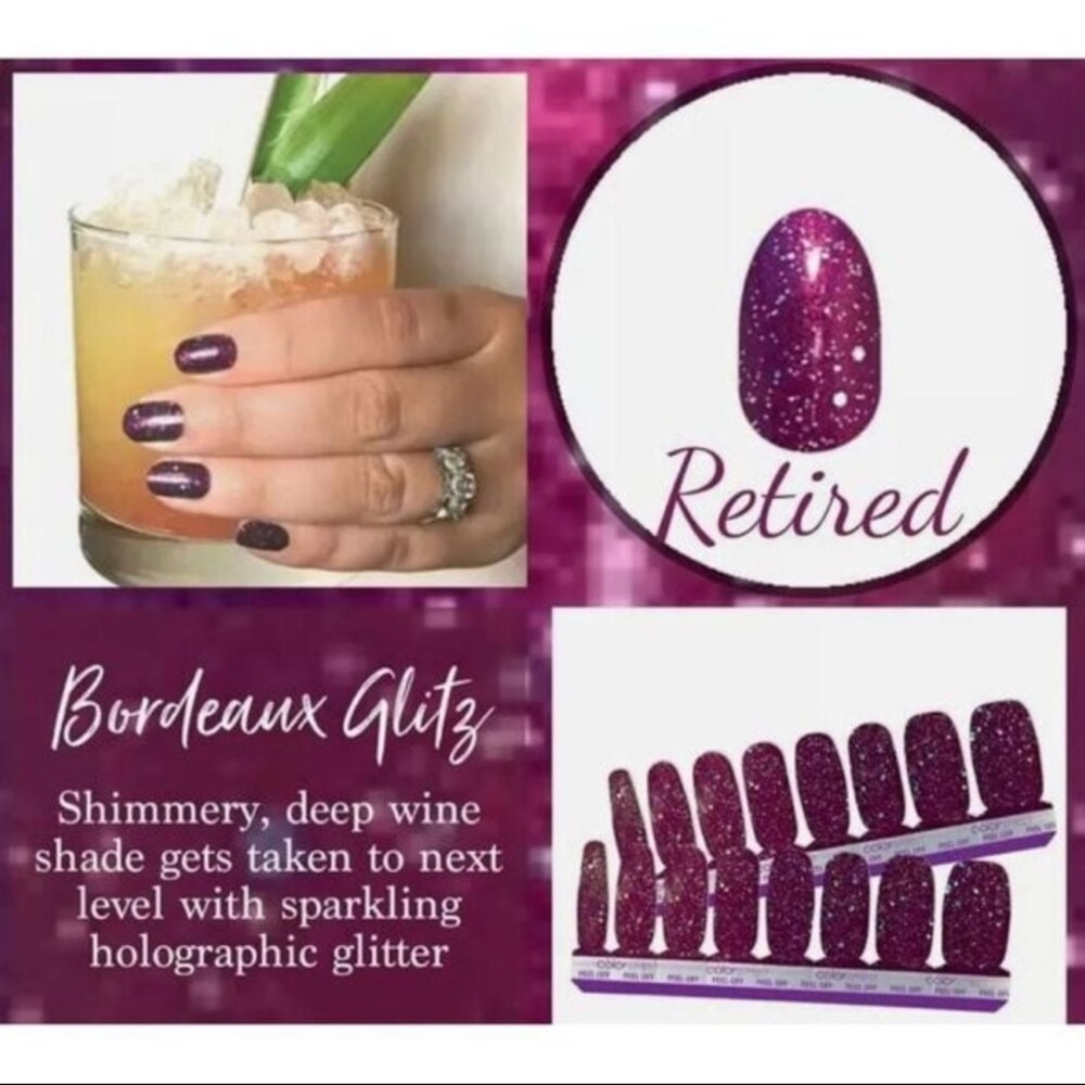 NEW Color Street Bordeaux Glitz Nail Polish Strips - Picture 2 of 5